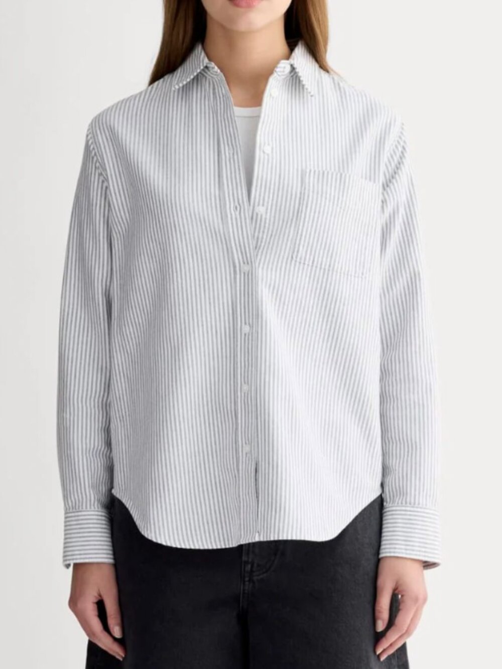 Everlane Must-Have Oxford Shirt B/W stripe sz 12